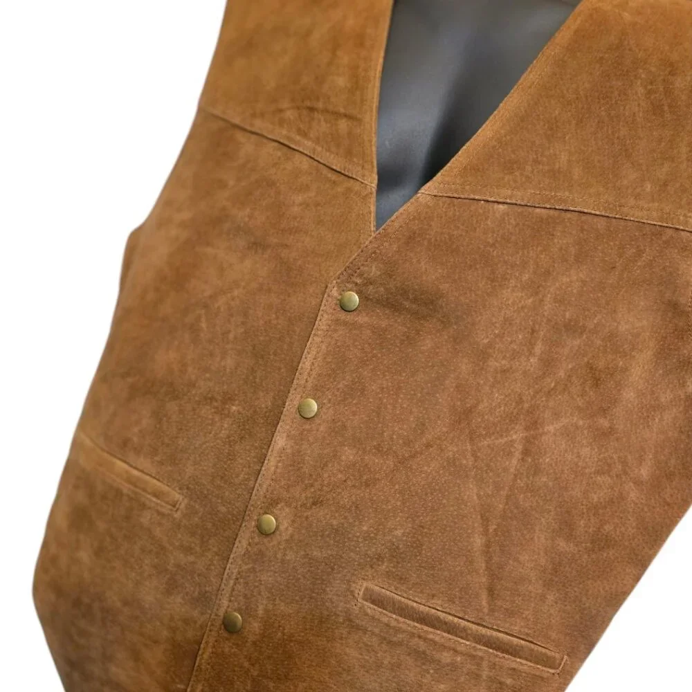 Vintage YS POINTE 70 Brown Leather Vest sz XL